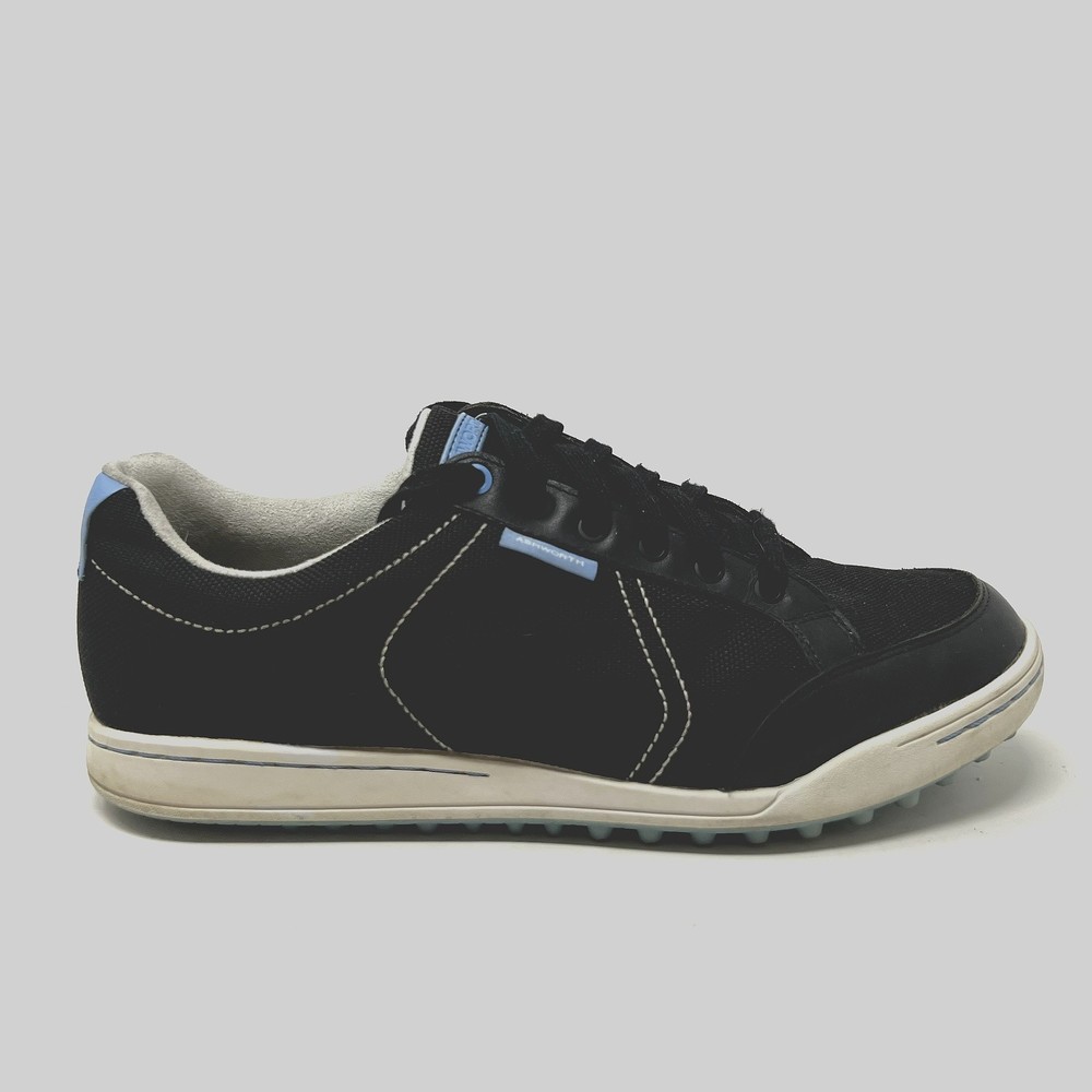 Ashworth Cardiff Mens Size 8.5 Black White Lace Up Spikeless Golf Shoes G54227